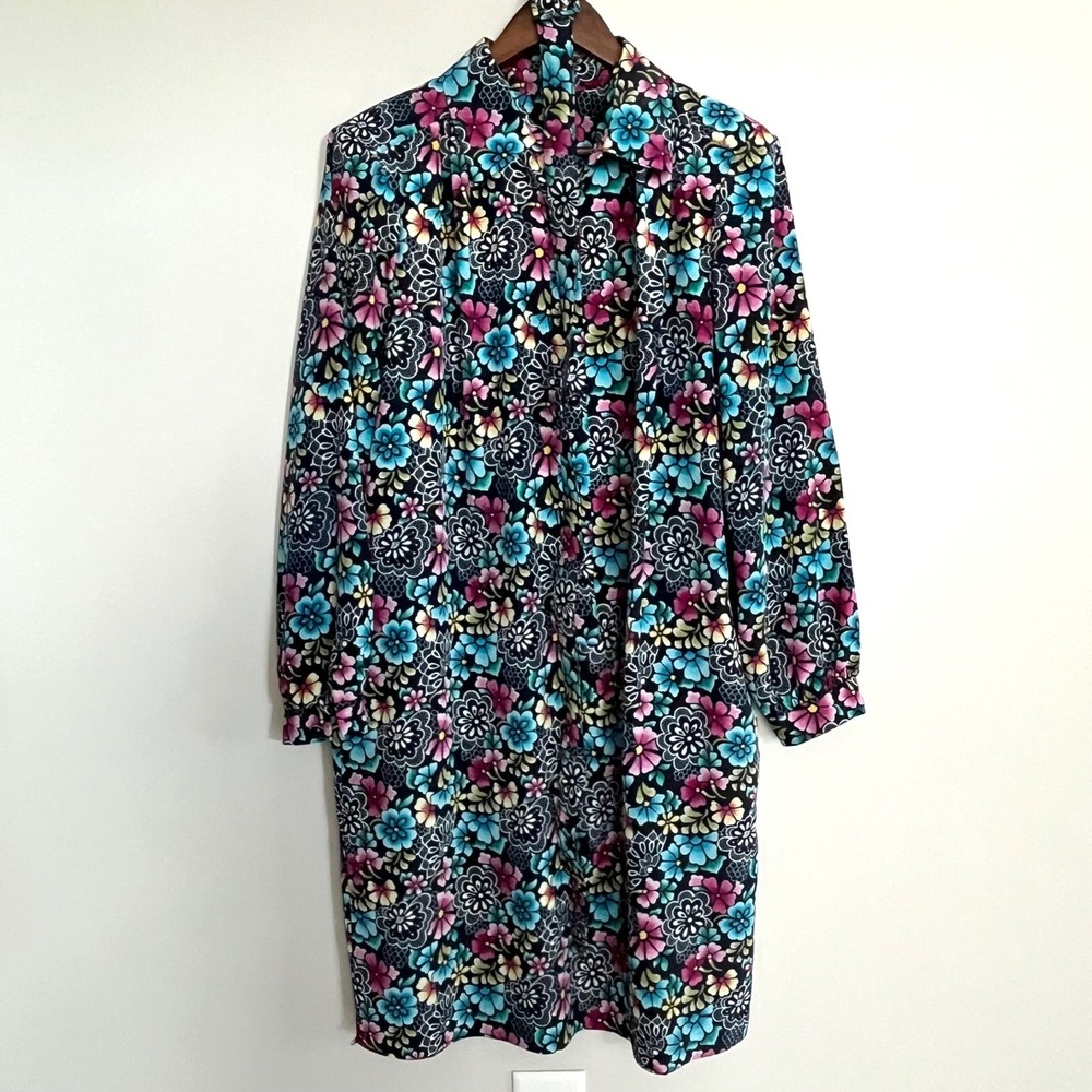 Breli Originals Vintage Floral Shirt Dress Womens 16 Belted Long Sleeve USA Made